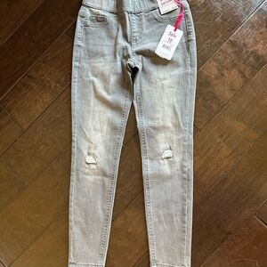 Justice Gray girls distressed Jeggings size 12 Slim NWT
